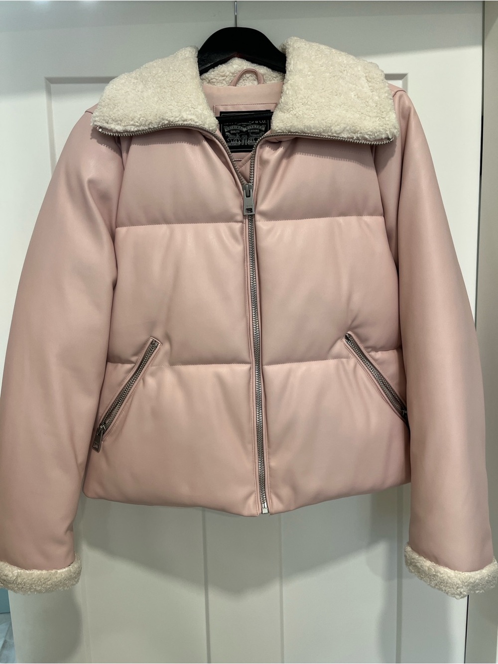 Levi's Pink Puffer Jacket with Sherpa Trim